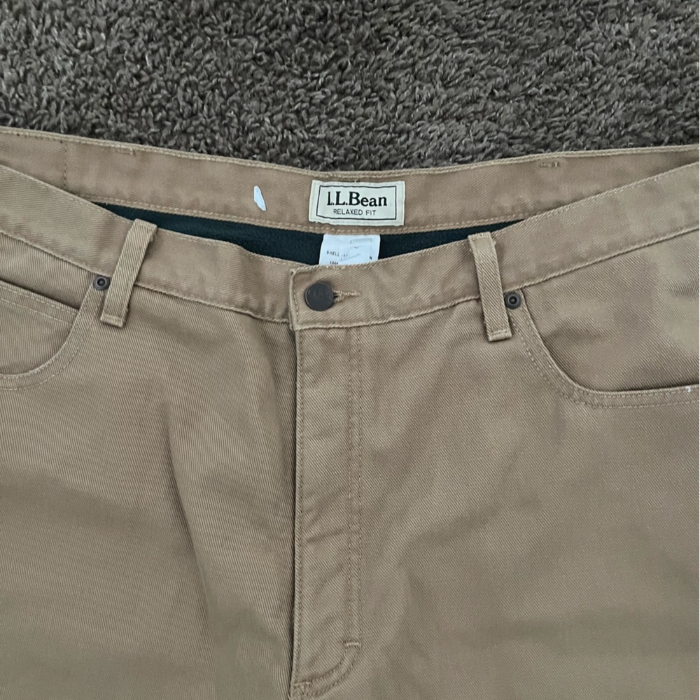 L.L. Bean Khaki Jeans Size 42 – Classic Fit Flannel Lined Workwear - Picture 2 of 9